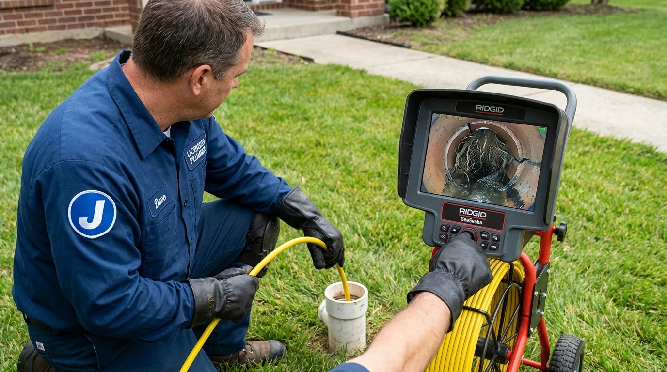 Sewer camera inspection being performed by Johns Plumbing LLC in Nashotah